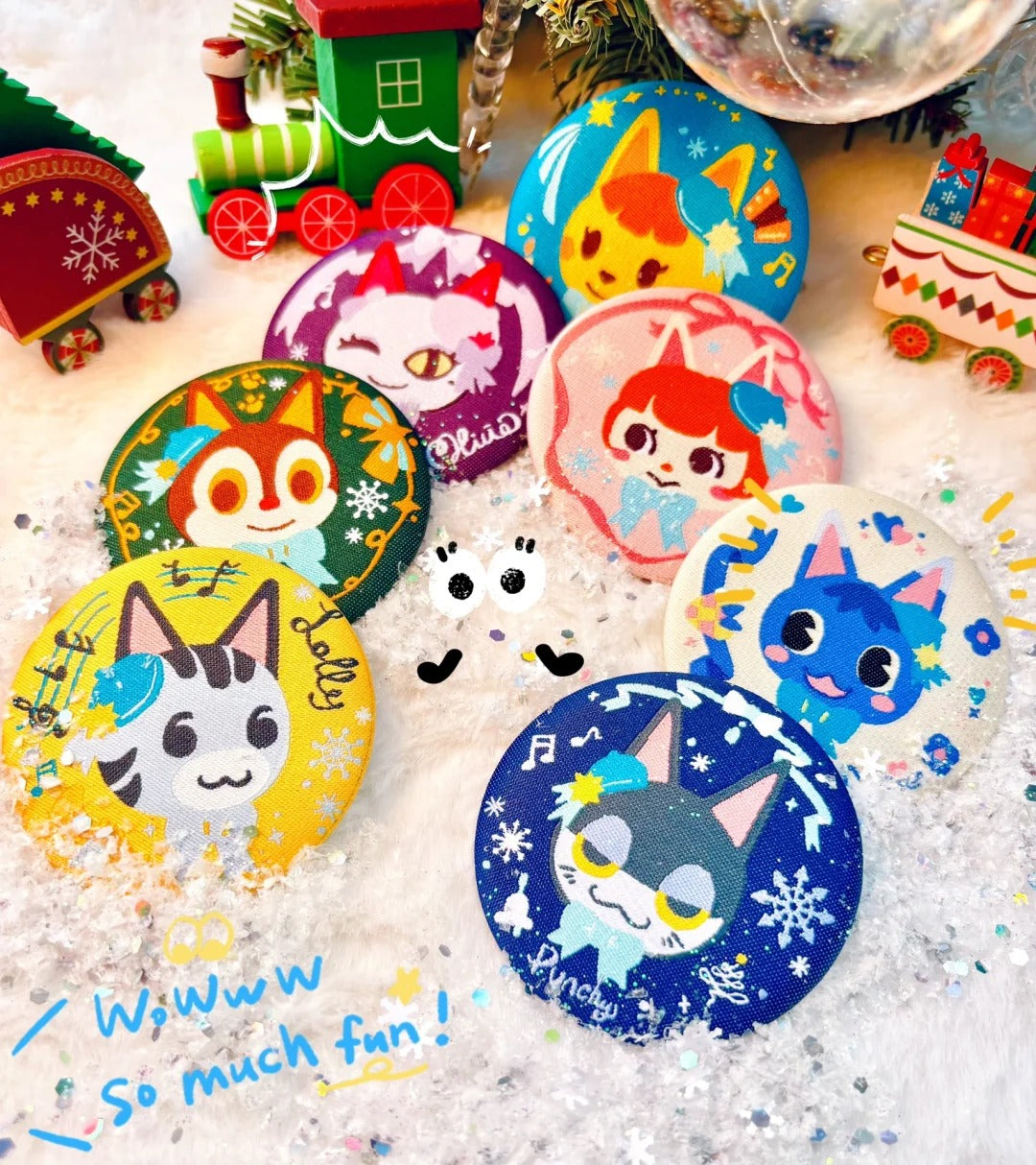 Animal Crossing Fabric Enamel Pins | Collectible Characters (Felicity, Lolly, Merry, Rosie, Punchy, Olivia, Rudy) with Stainless Steel Clips