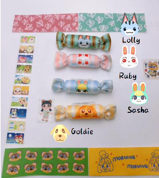 Animal Crossing Candy Brooch Set: Sasha, Ruby, Lolly, Goldie Collectible Pins