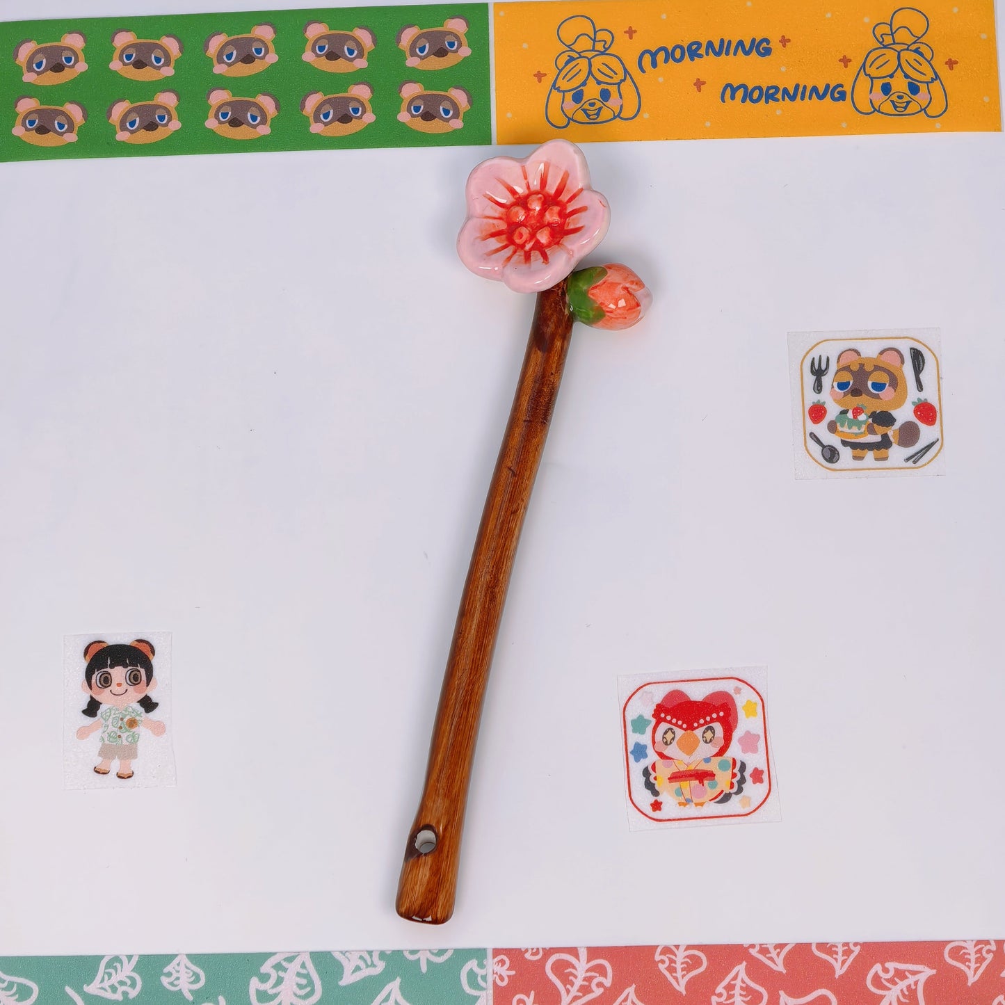 Animal Crossing: New Horizons Ceramic Wand Trio – Star ✨, Sakura 🌸 & Fish 🐟 Replicas | Game-Accurate Collectible Decor